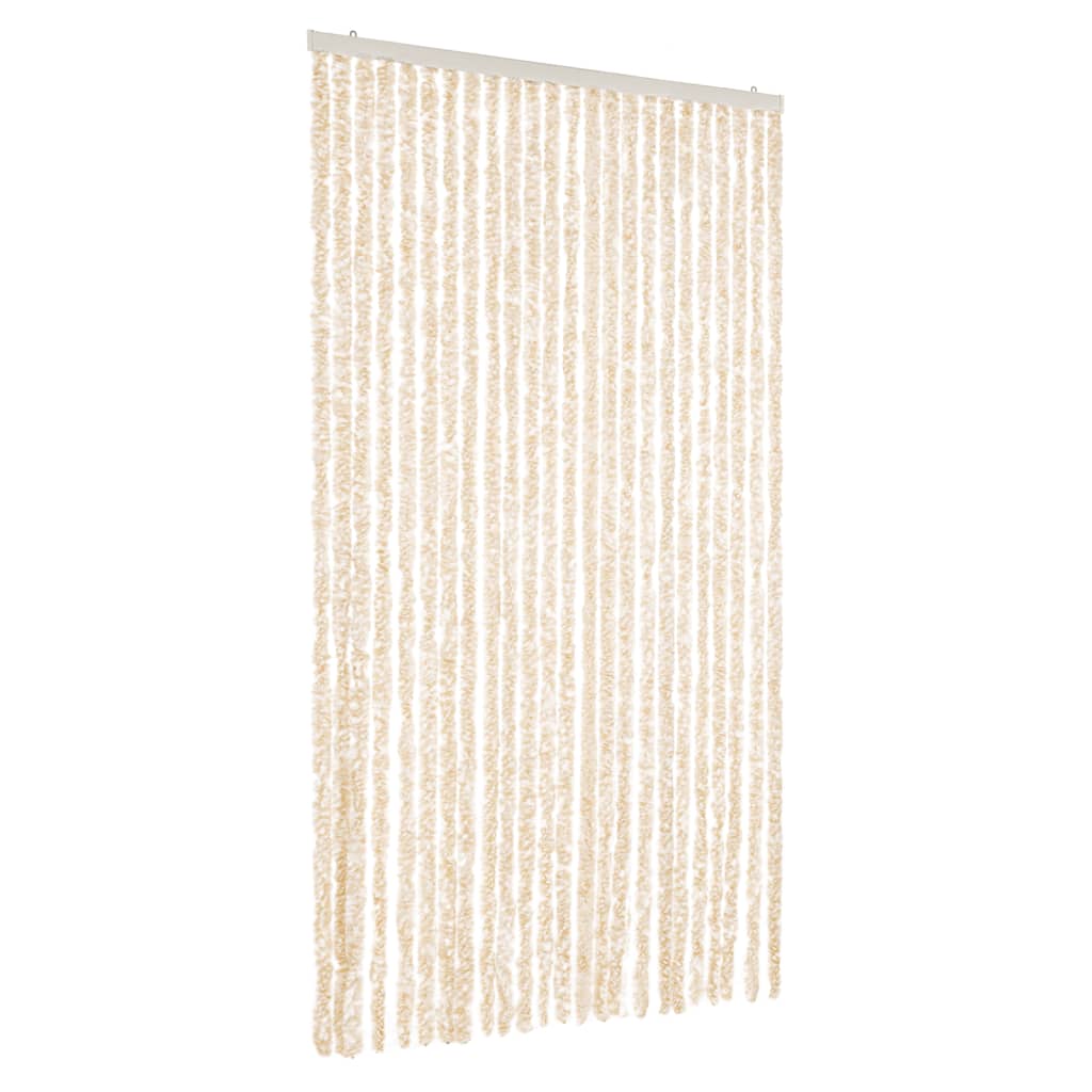 flueforhæng 100x220 cm chenille beige og hvid