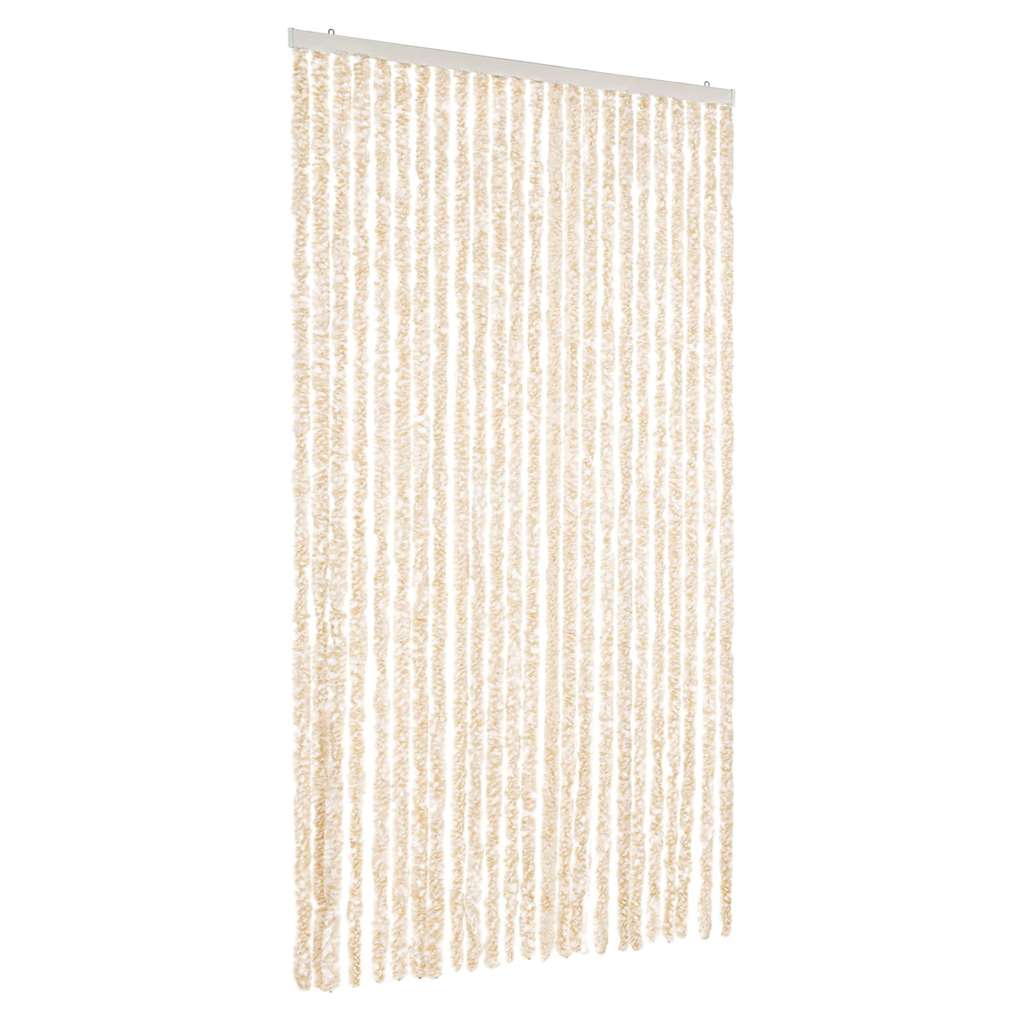 flueforhæng 100x230 cm chenille beige og hvid