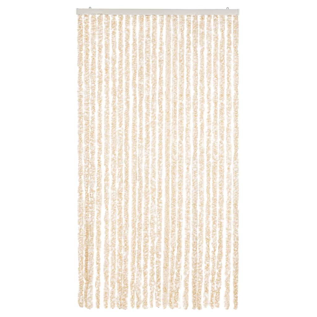 flueforhæng 100x230 cm chenille beige og hvid