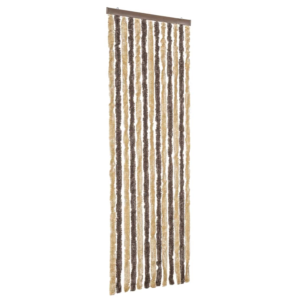 flueforhæng 56x185 cm chenille mørkebrun og beige