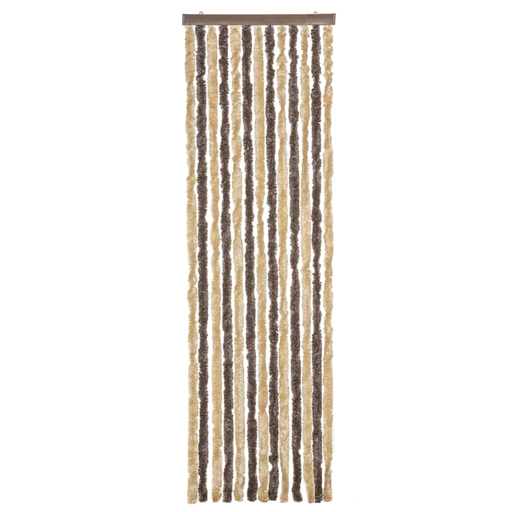flueforhæng 56x185 cm chenille mørkebrun og beige