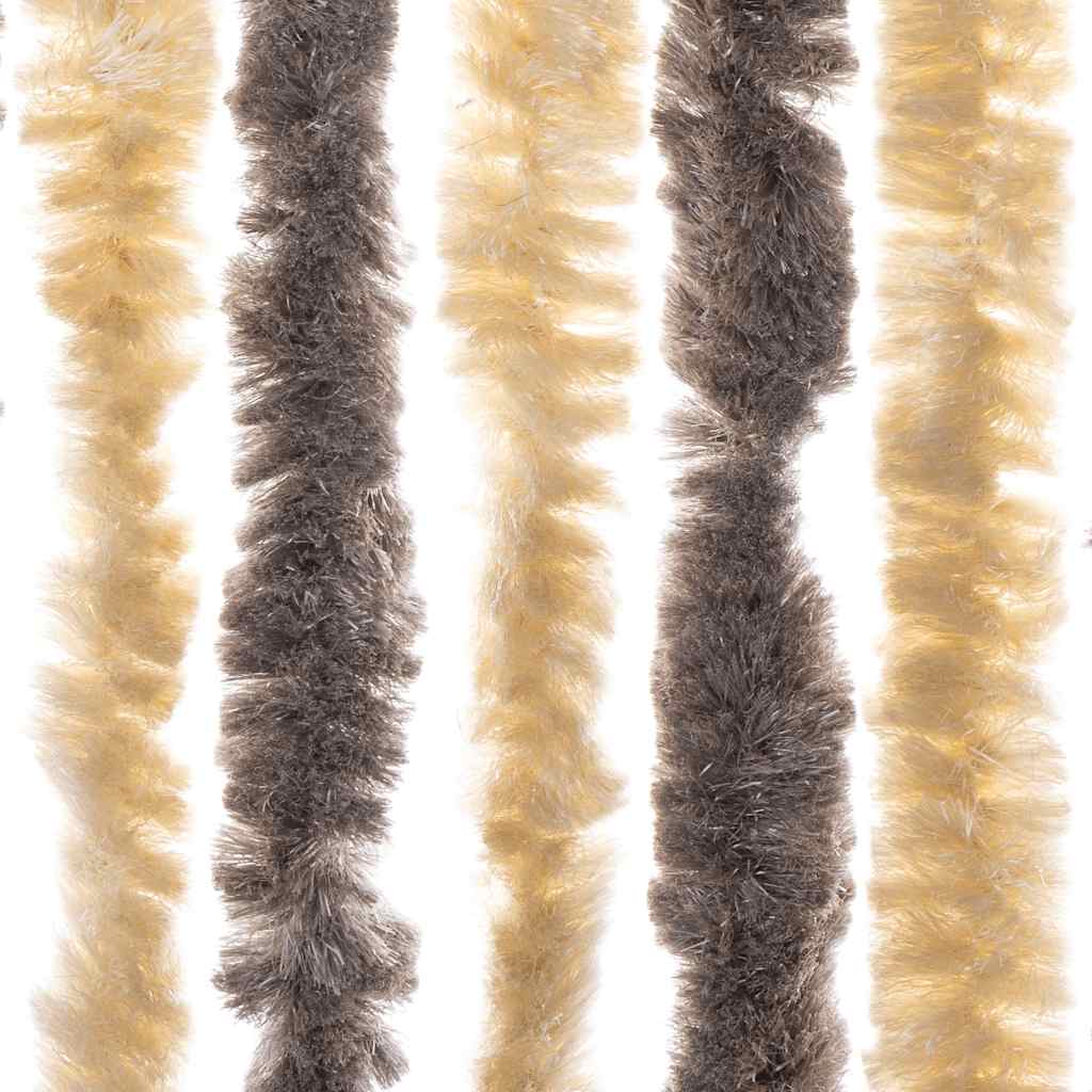flueforhæng 56x185 cm chenille mørkebrun og beige