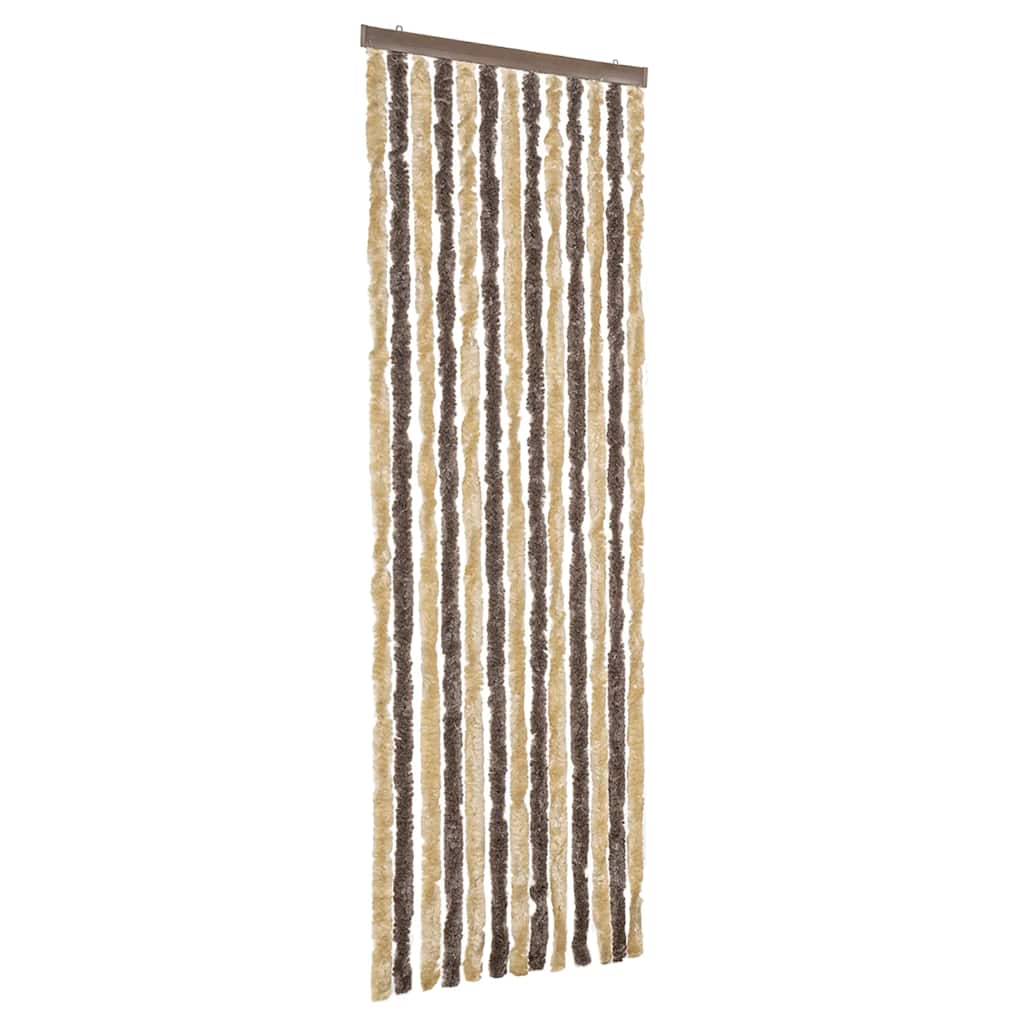 flueforhæng 56x200 cm chenille mørkebrun og beige