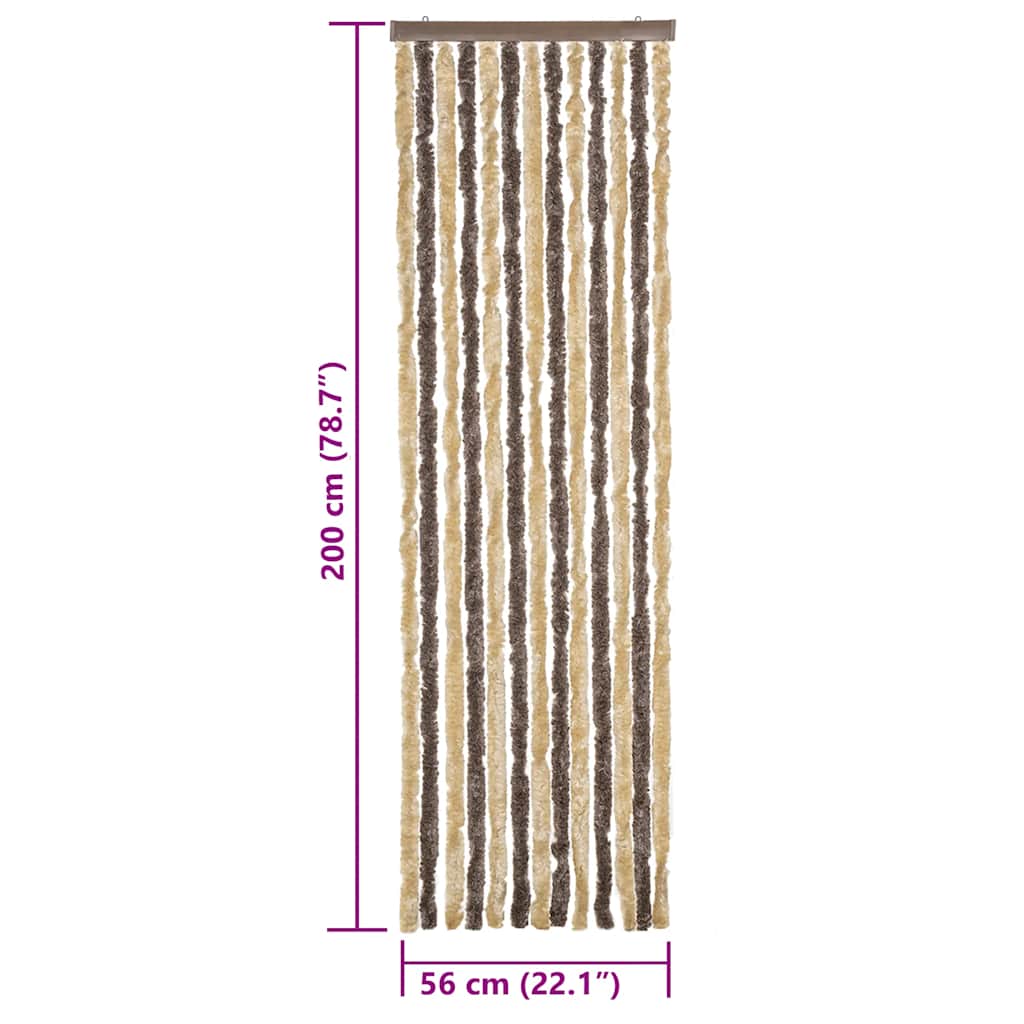 flueforhæng 56x200 cm chenille mørkebrun og beige