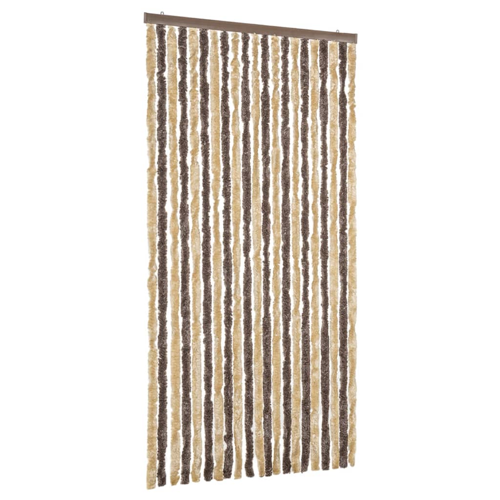 flueforhæng 90x200 cm chenille mørkebrun og beige