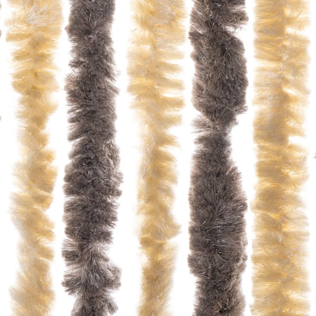 flueforhæng 90x200 cm chenille mørkebrun og beige