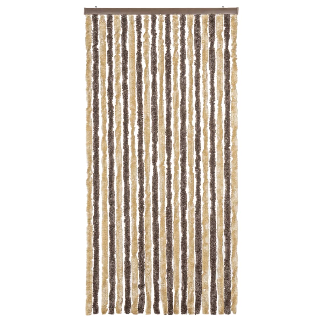 flueforhæng 90x220 cm chenille mørkebrun og beige