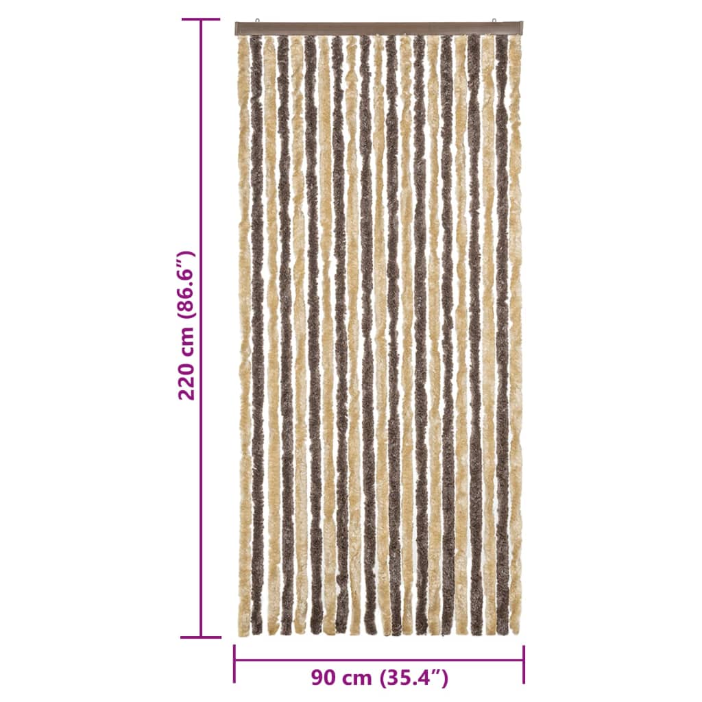 flueforhæng 90x220 cm chenille mørkebrun og beige