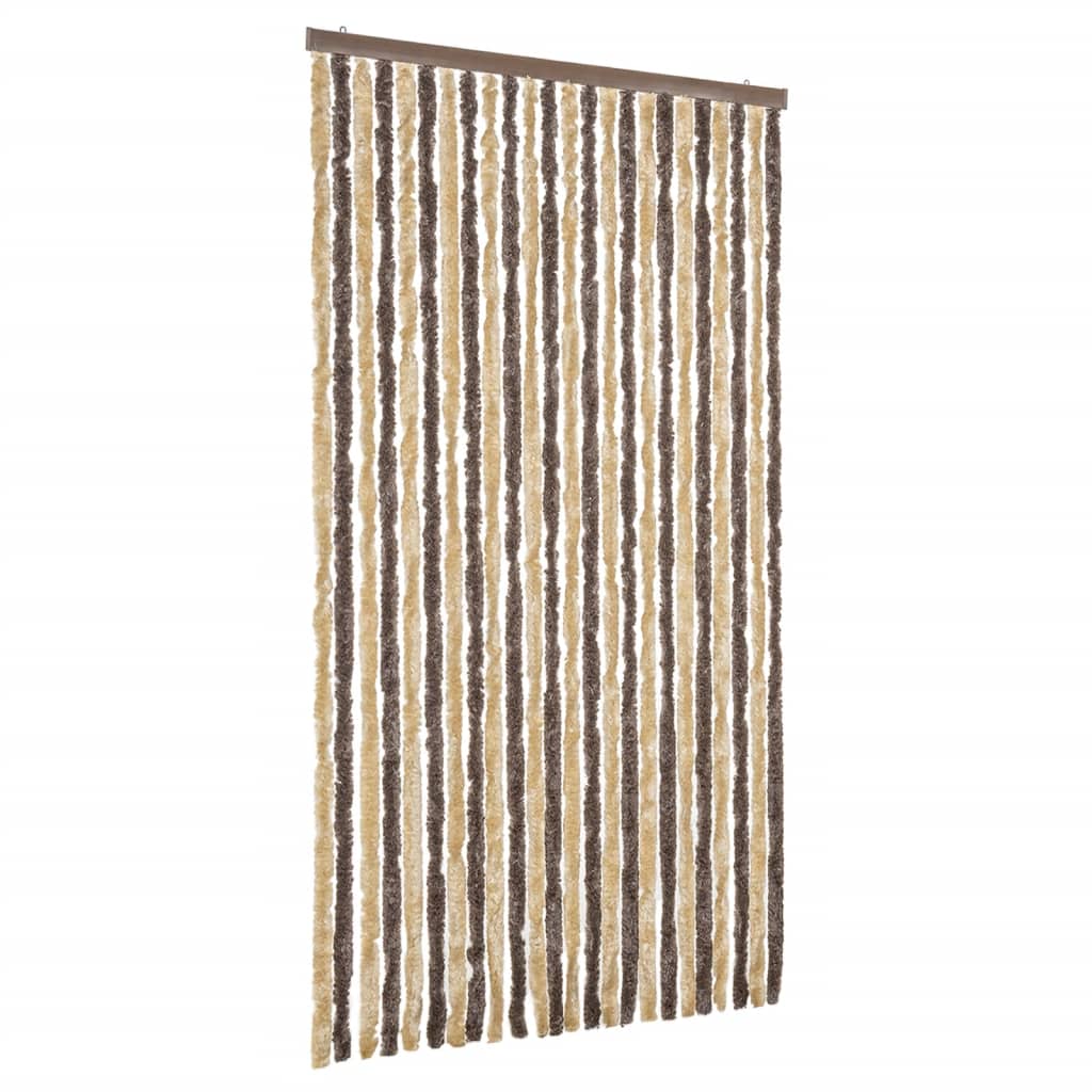 flueforhæng 100x200 cm chenille mørkebrun og beige