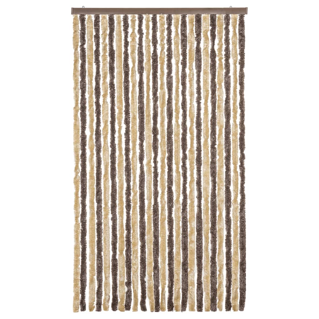 flueforhæng 100x200 cm chenille mørkebrun og beige