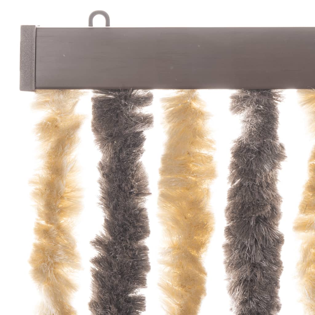flueforhæng 100x200 cm chenille mørkebrun og beige