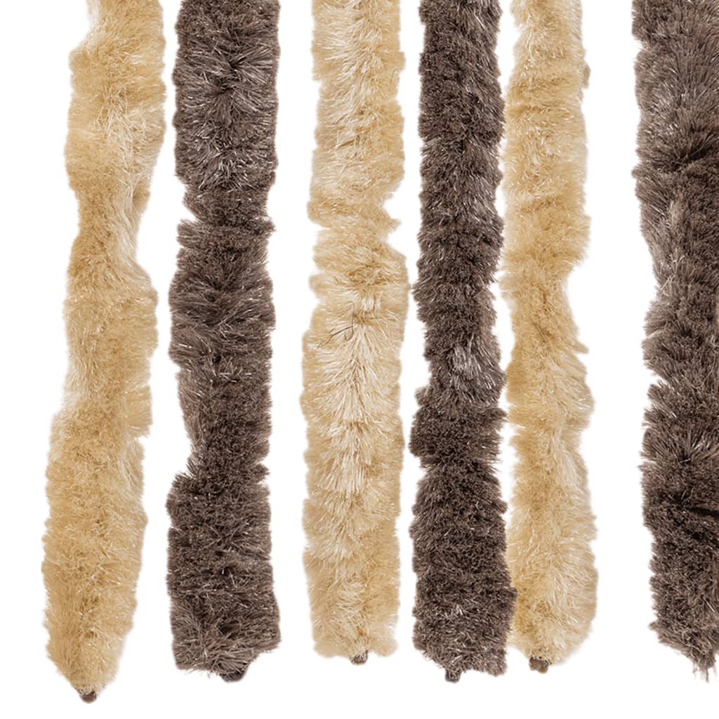 flueforhæng 100x200 cm chenille mørkebrun og beige