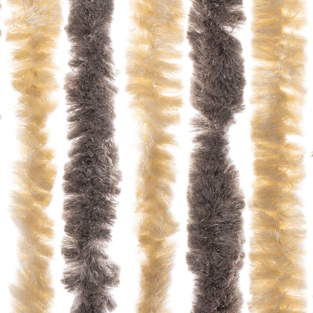 flueforhæng 100x200 cm chenille mørkebrun og beige