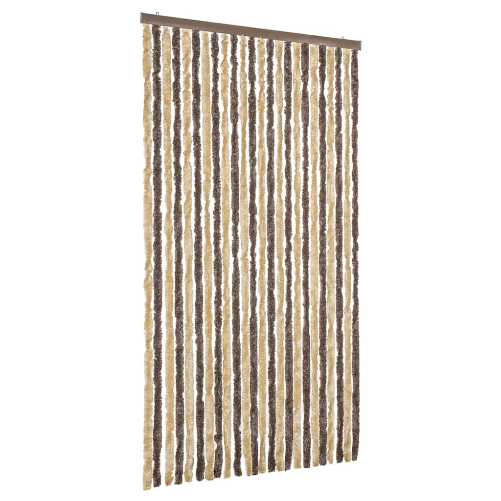 flueforhæng 100x220 cm chenille mørkebrun og beige