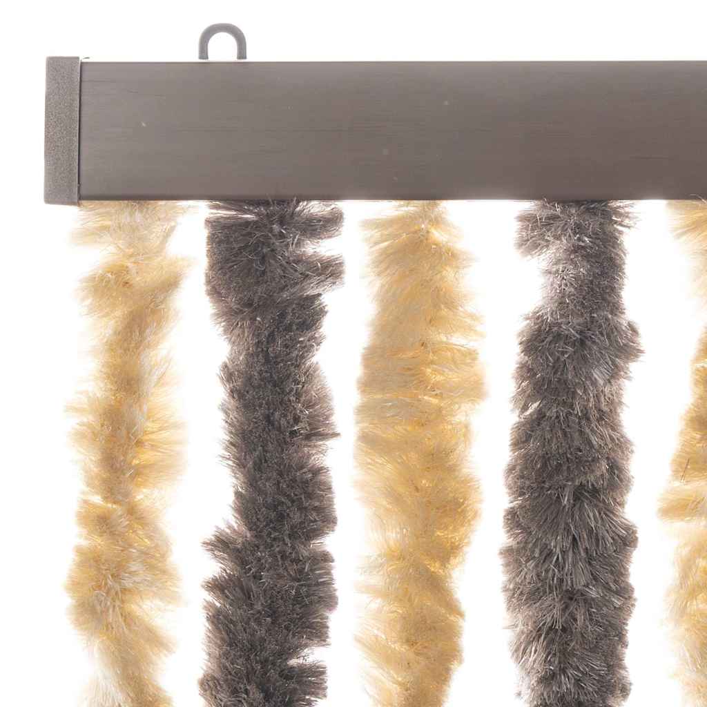 flueforhæng 100x220 cm chenille mørkebrun og beige