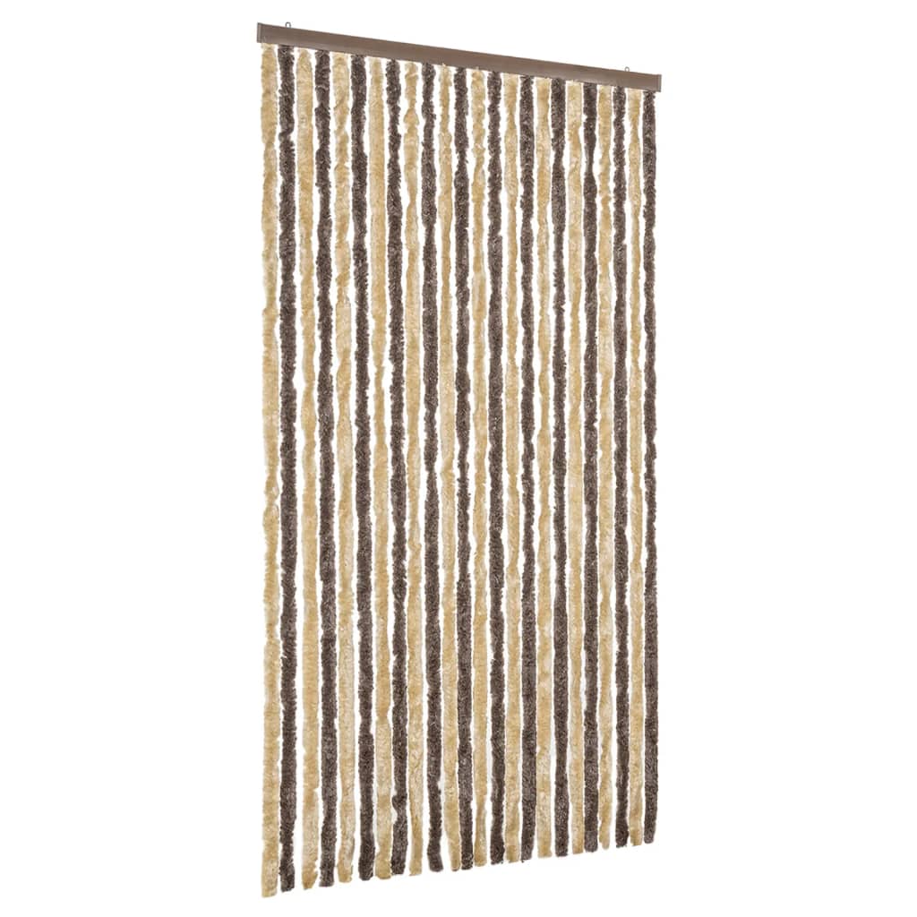 flueforhæng 100x230 cm chenille mørkebrun og beige