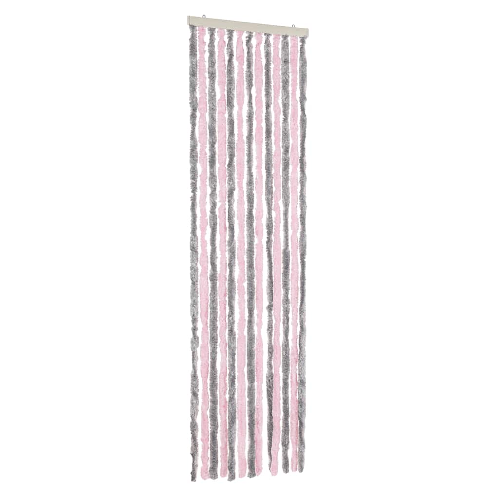 flueforhæng 56x185 cm chenille sølvgrå og lyserød