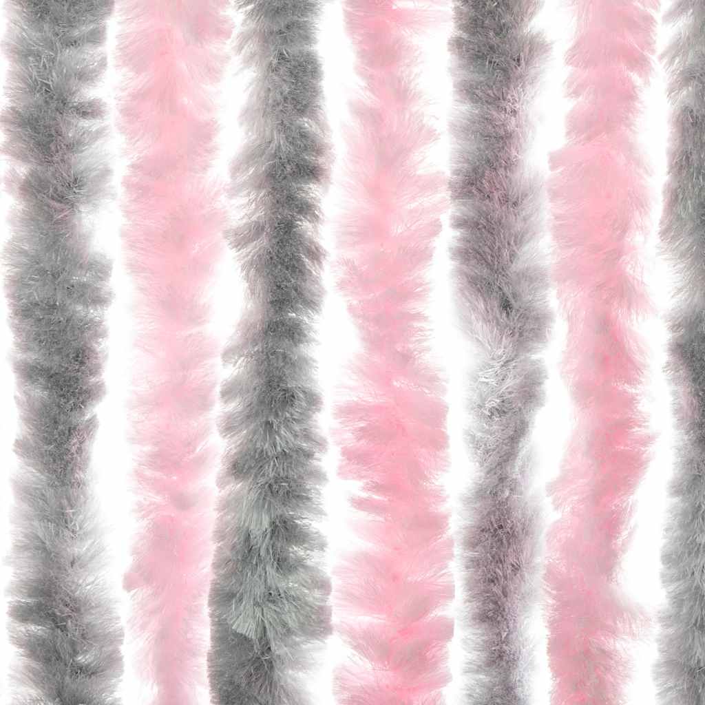 flueforhæng 56x185 cm chenille sølvgrå og lyserød