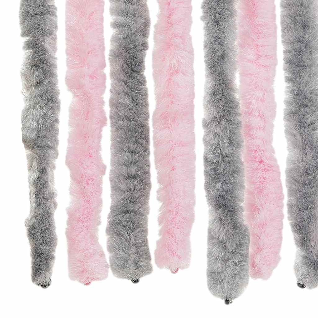 flueforhæng 56x185 cm chenille sølvgrå og lyserød