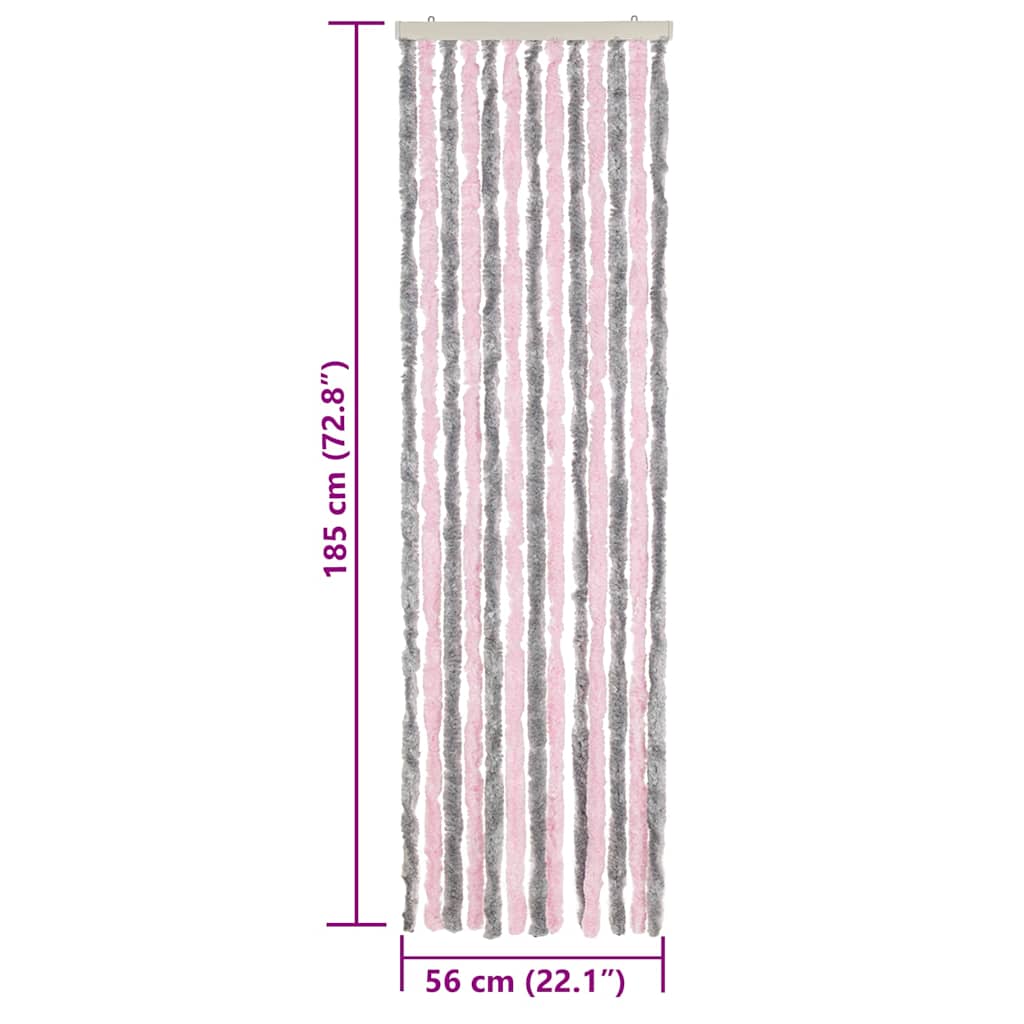 flueforhæng 56x185 cm chenille sølvgrå og lyserød
