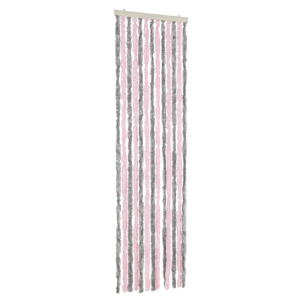 flueforhæng 56x200 cm chenille sølvgrå og lyserød