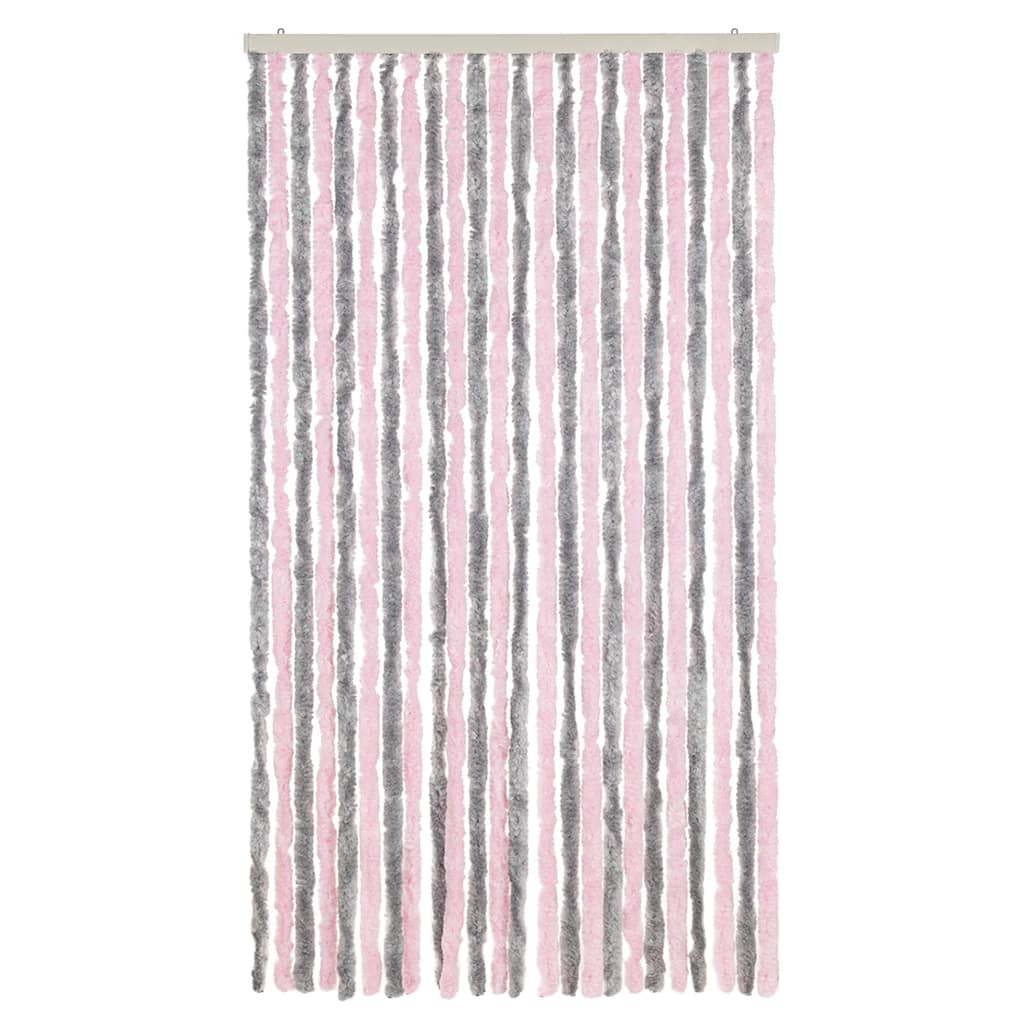 flueforhæng 100x200 cm chenille sølvgrå og lyserød