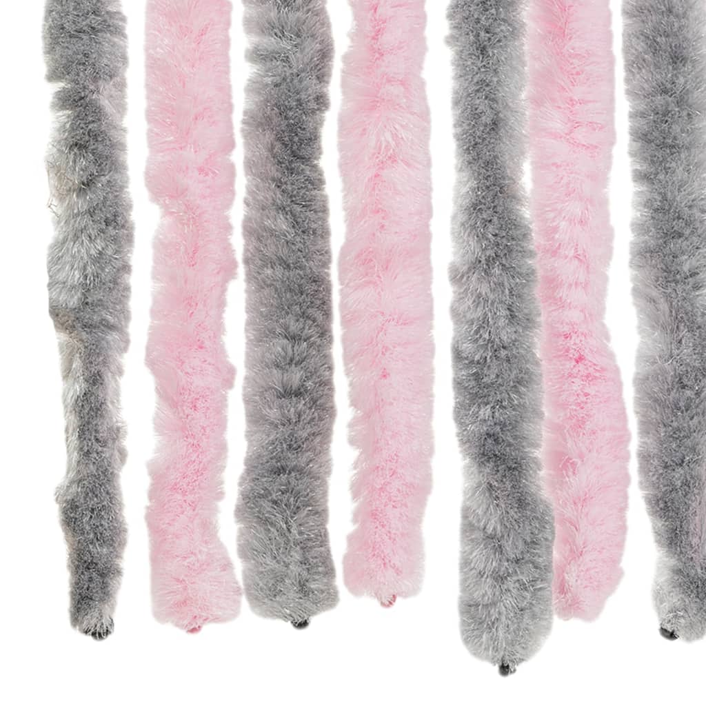 flueforhæng 100x230 cm chenille sølvgrå og lyserød