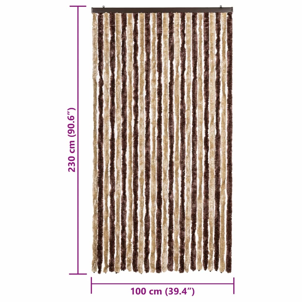 flueforhæng 100x230 cm chenille beige og lysebrun