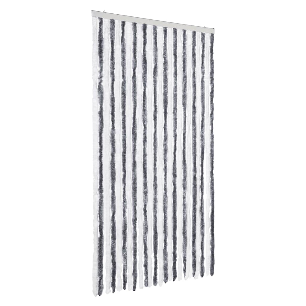 flueforhæng 100x200 cm chenille grå og hvid