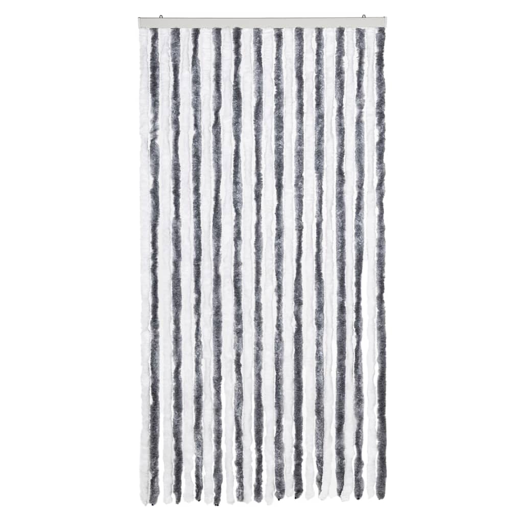 flueforhæng 100x200 cm chenille grå og hvid