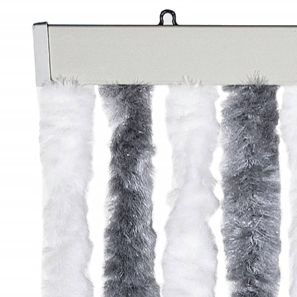 flueforhæng 100x200 cm chenille grå og hvid