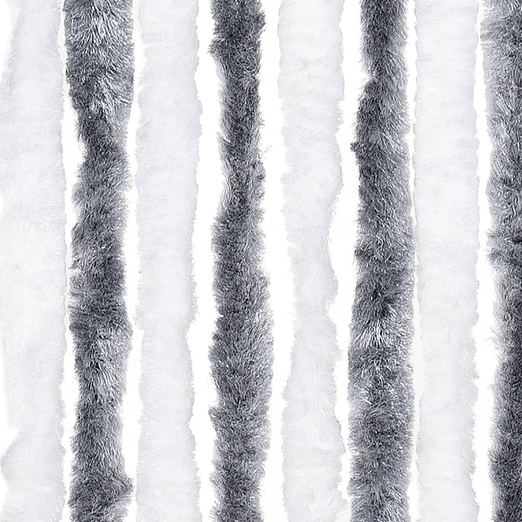 flueforhæng 100x200 cm chenille grå og hvid