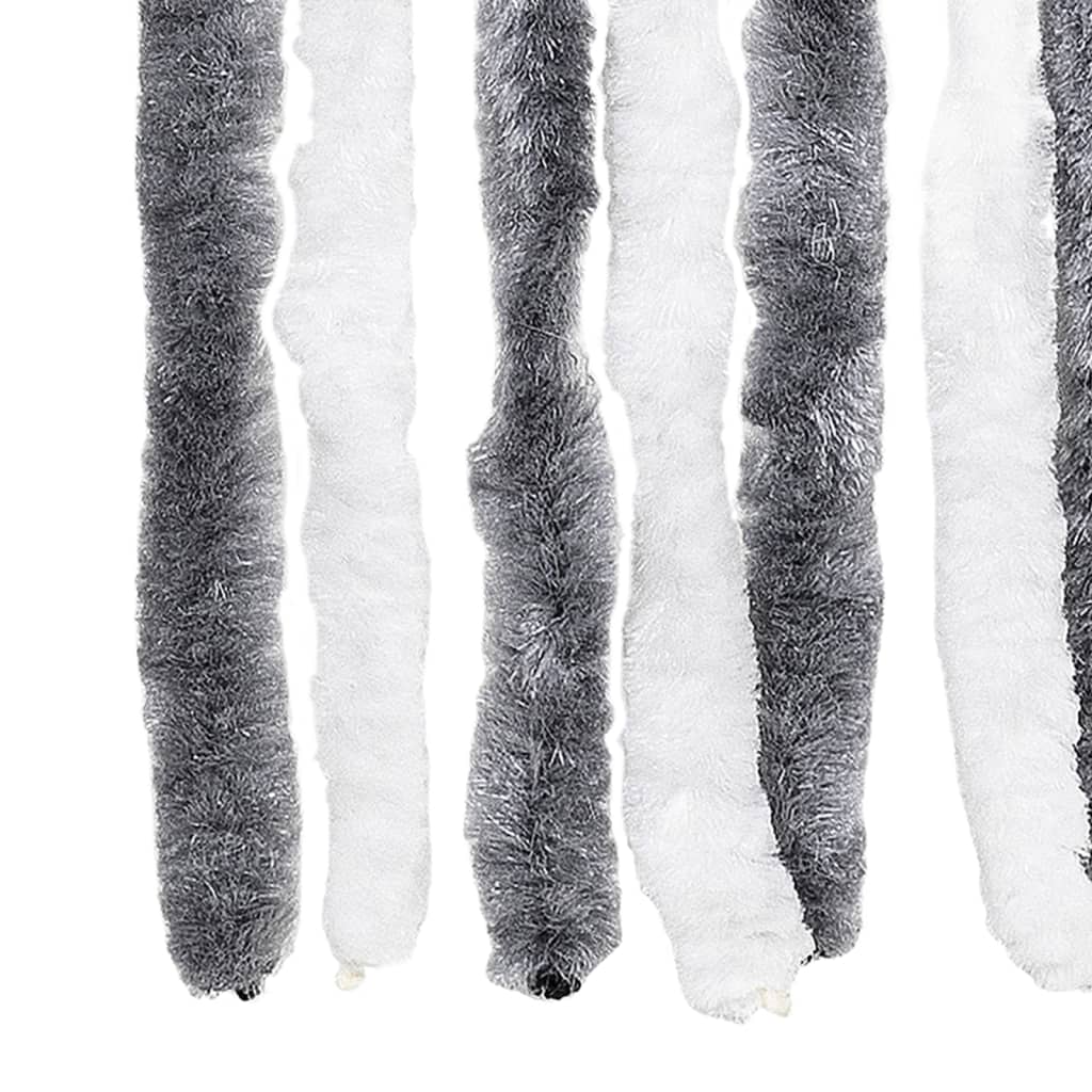 flueforhæng 100x200 cm chenille grå og hvid