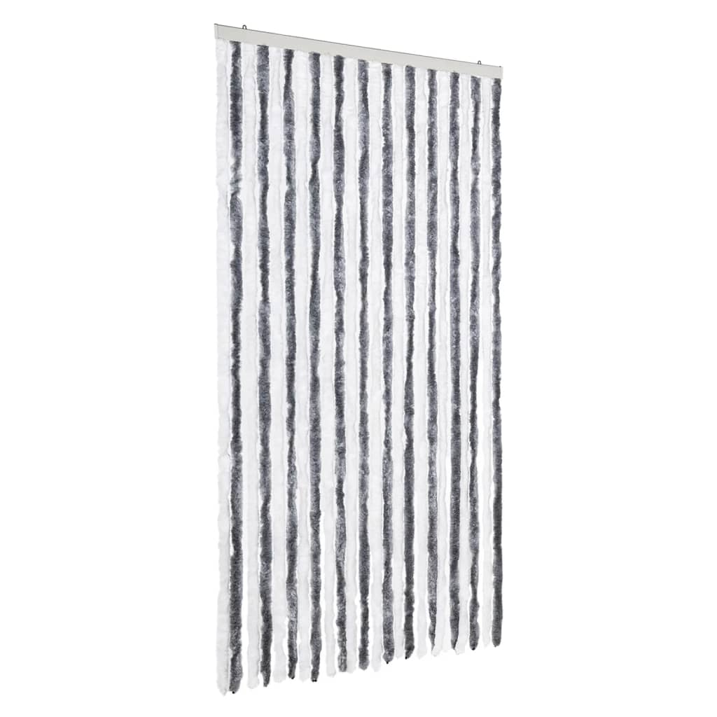 flueforhæng 100x230 cm chenille grå og hvid