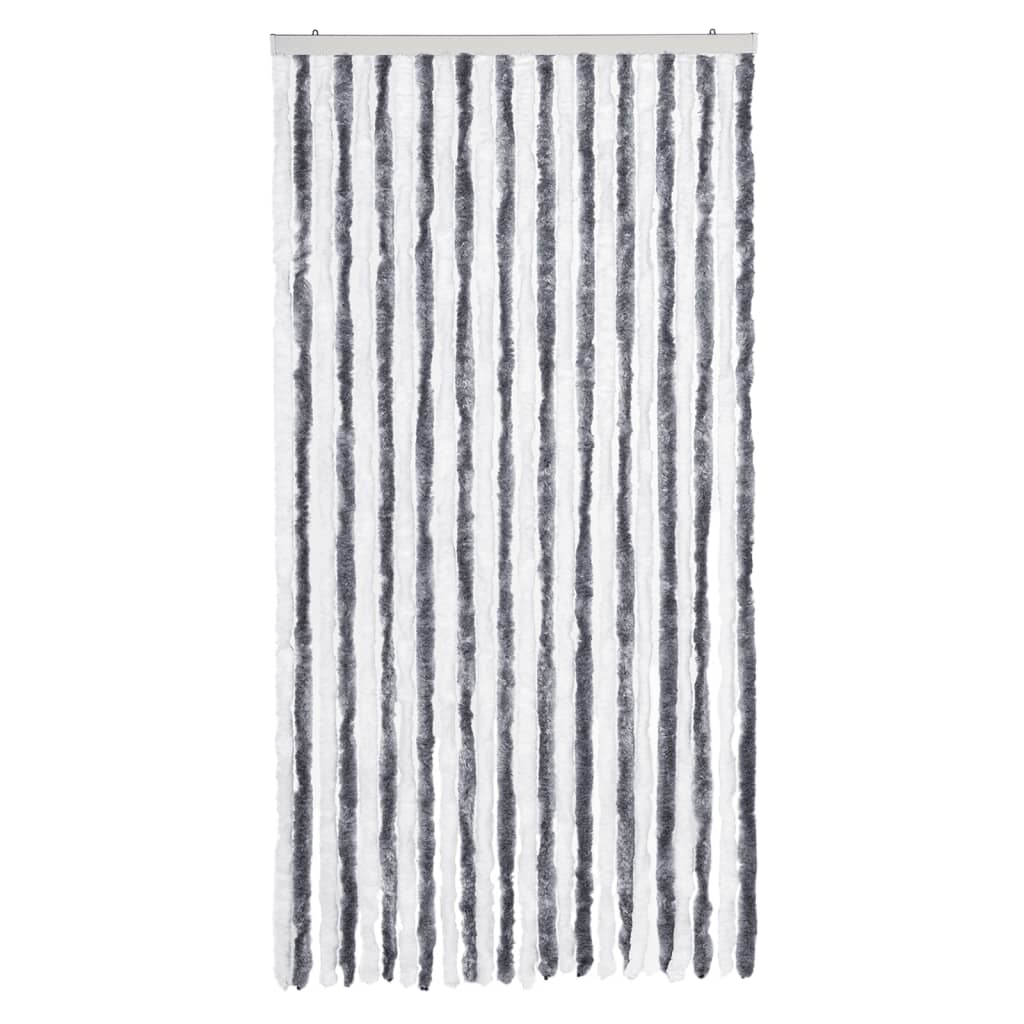 flueforhæng 100x230 cm chenille grå og hvid
