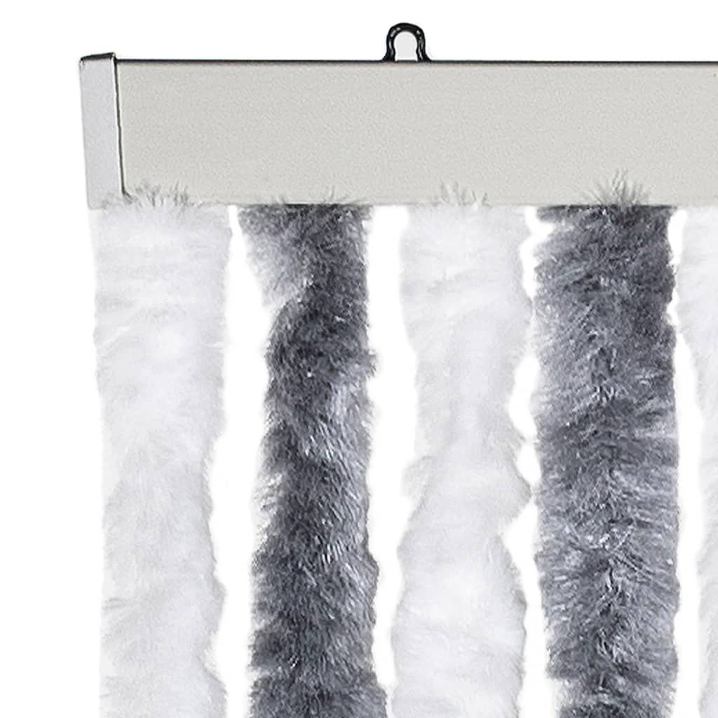flueforhæng 100x230 cm chenille grå og hvid