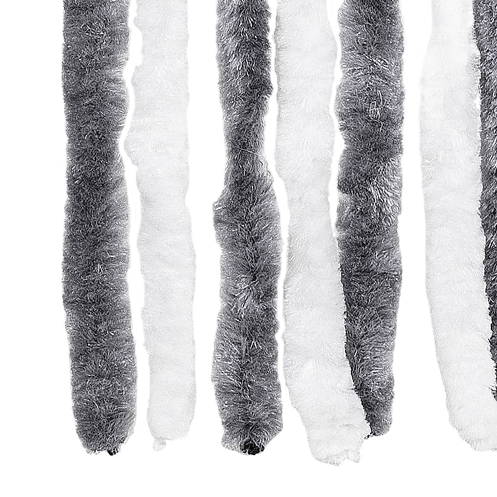 flueforhæng 100x230 cm chenille grå og hvid