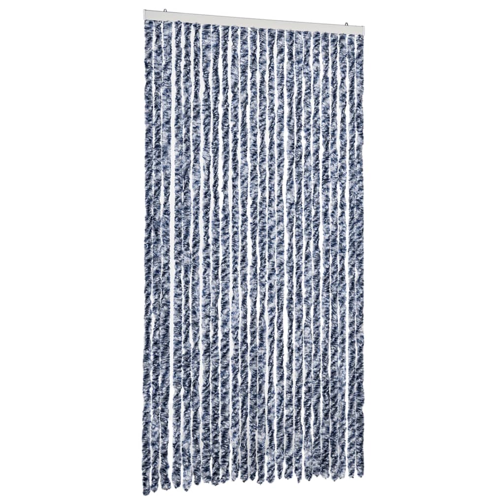 flueforhæng 100x200 cm chenille blå og hvid