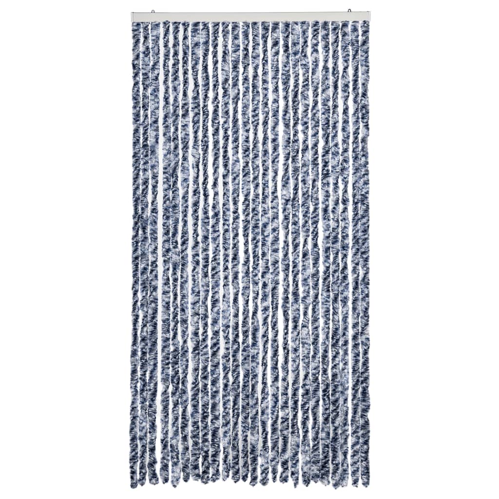 flueforhæng 100x200 cm chenille blå og hvid