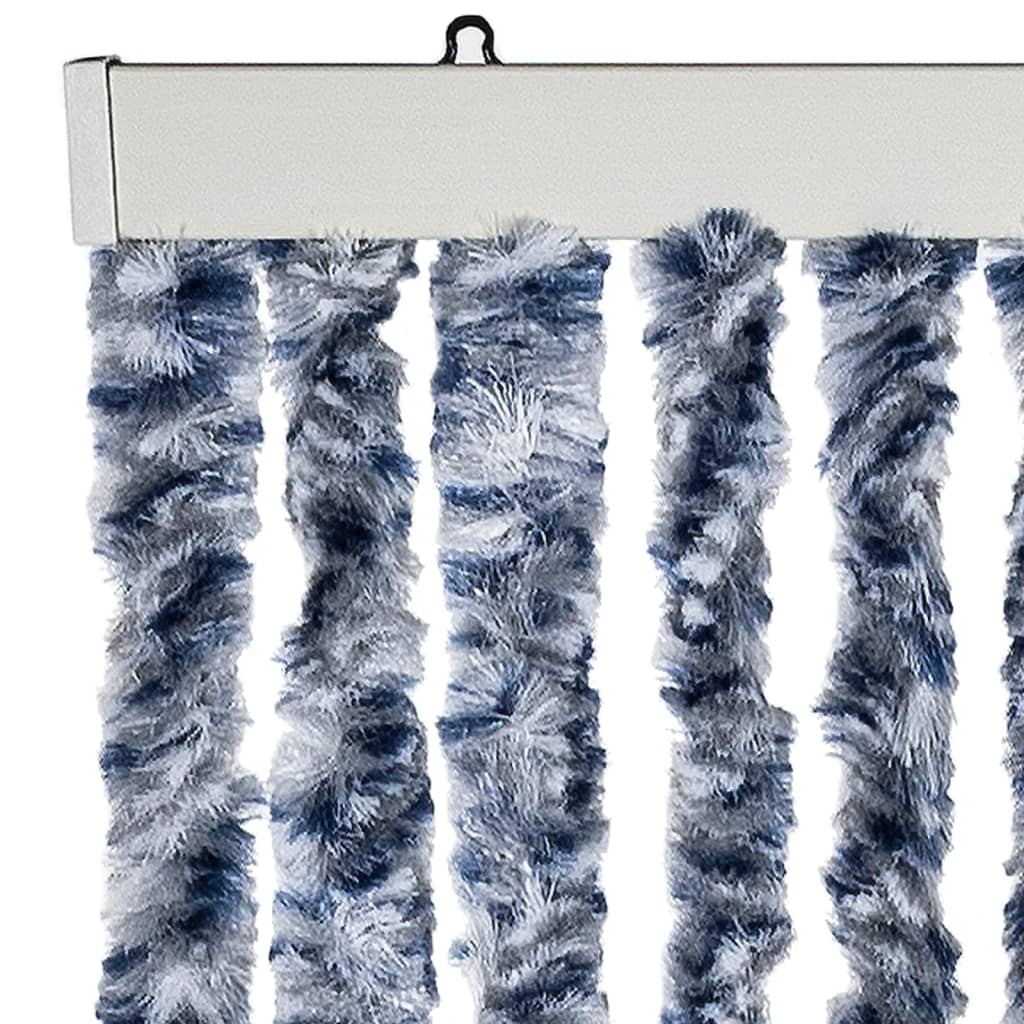 flueforhæng 100x200 cm chenille blå og hvid