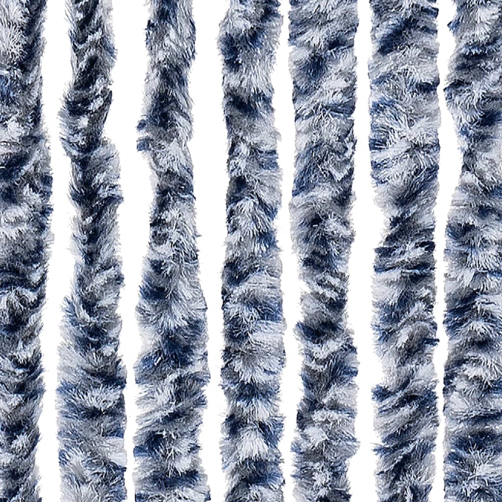 flueforhæng 100x200 cm chenille blå og hvid
