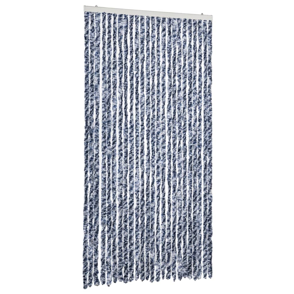 flueforhæng 100x230 cm chenille blå og hvid