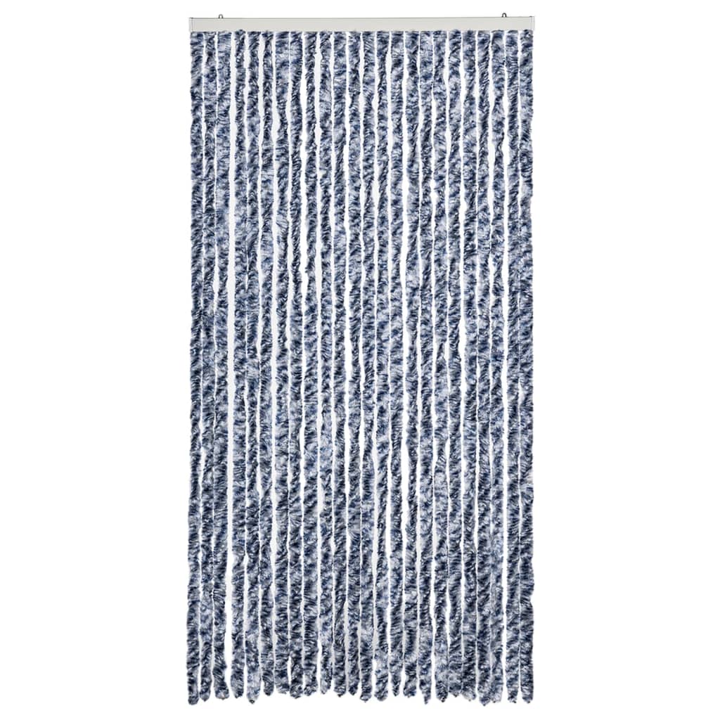 flueforhæng 100x230 cm chenille blå og hvid