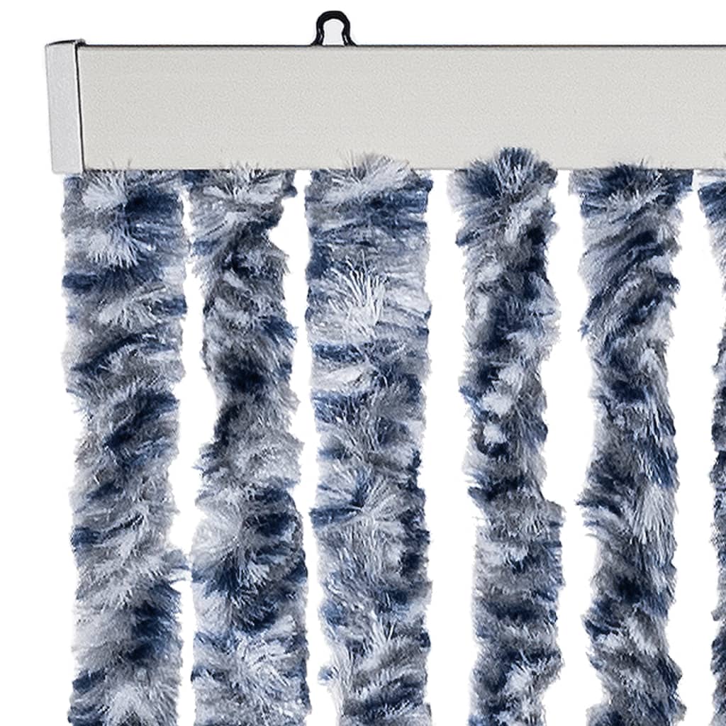 flueforhæng 100x230 cm chenille blå og hvid