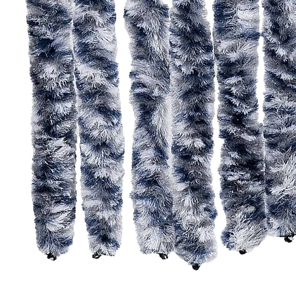 flueforhæng 100x230 cm chenille blå og hvid