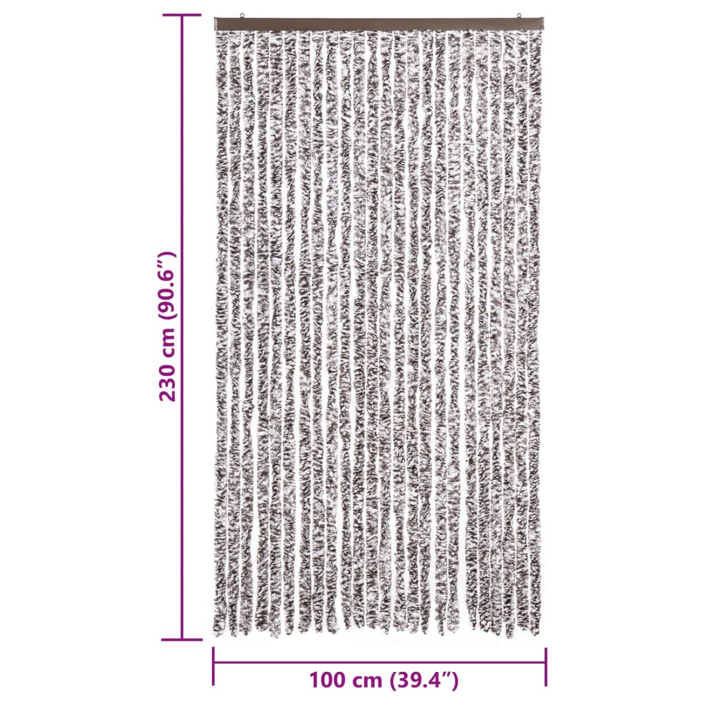 flueforhæng 100x230 cm chenille brun og beige