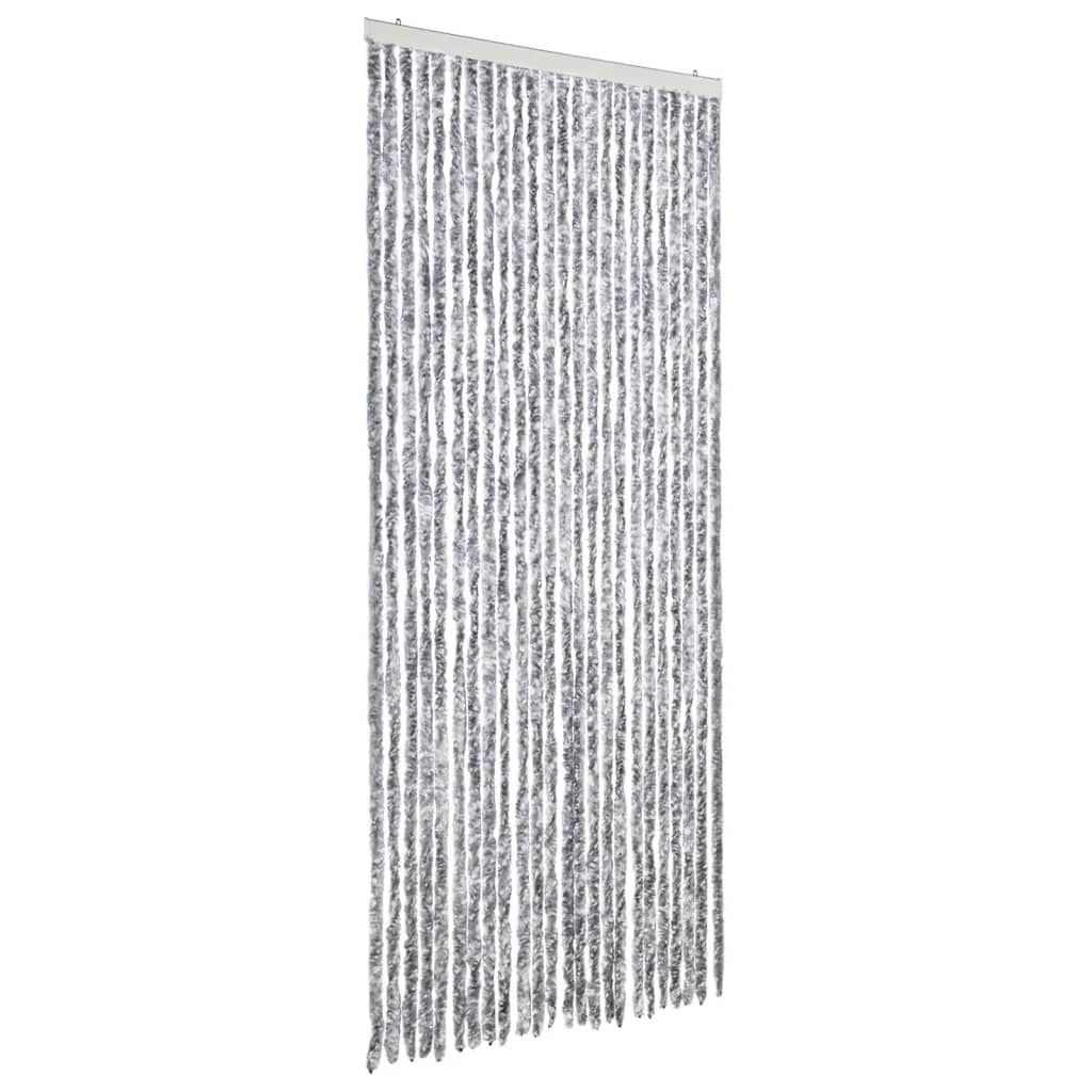 flueforhæng 100x200 cm chenille grå og hvid