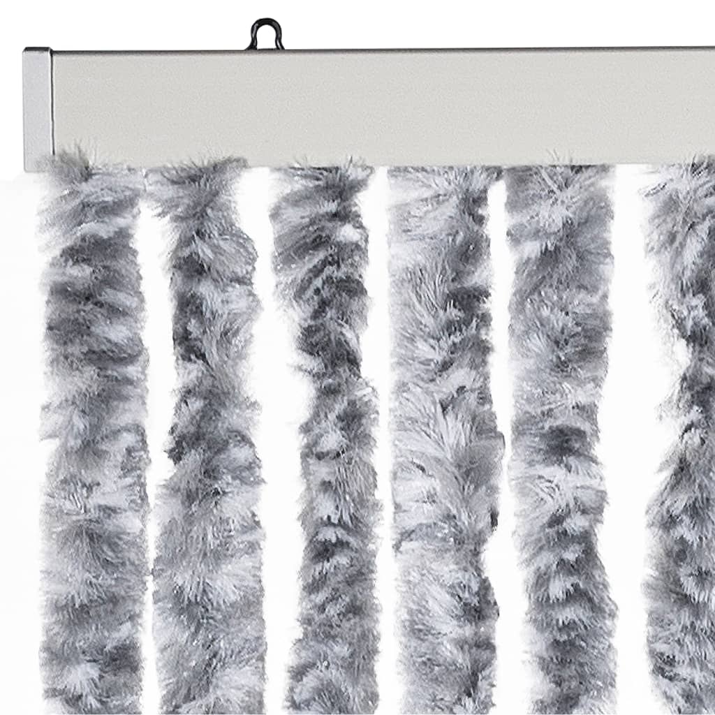 flueforhæng 100x200 cm chenille grå og hvid