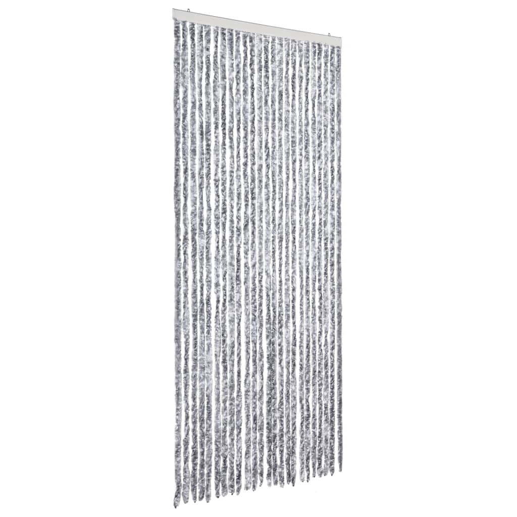 flueforhæng 100x230 cm chenille grå og hvid
