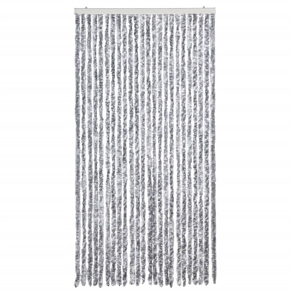 flueforhæng 100x230 cm chenille grå og hvid